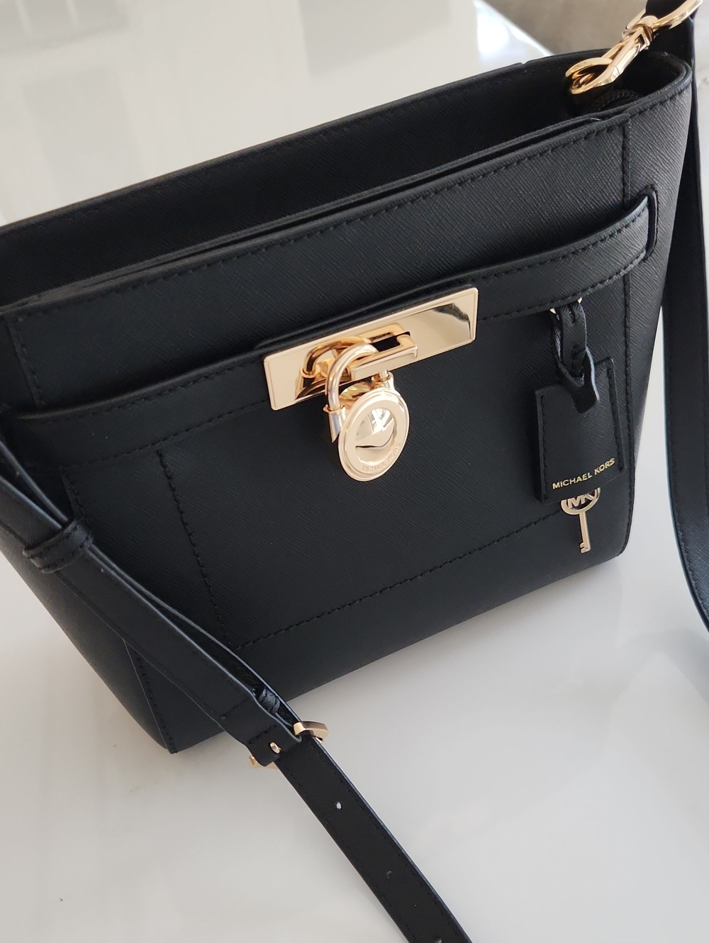 Michael Kors Hamilton Traveler Crossbody Bag with Gold Hardware